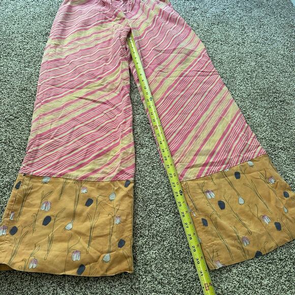 Elevenses Anthropologie pink & cream striped wide-leg pants size M - Picture 10 of 13